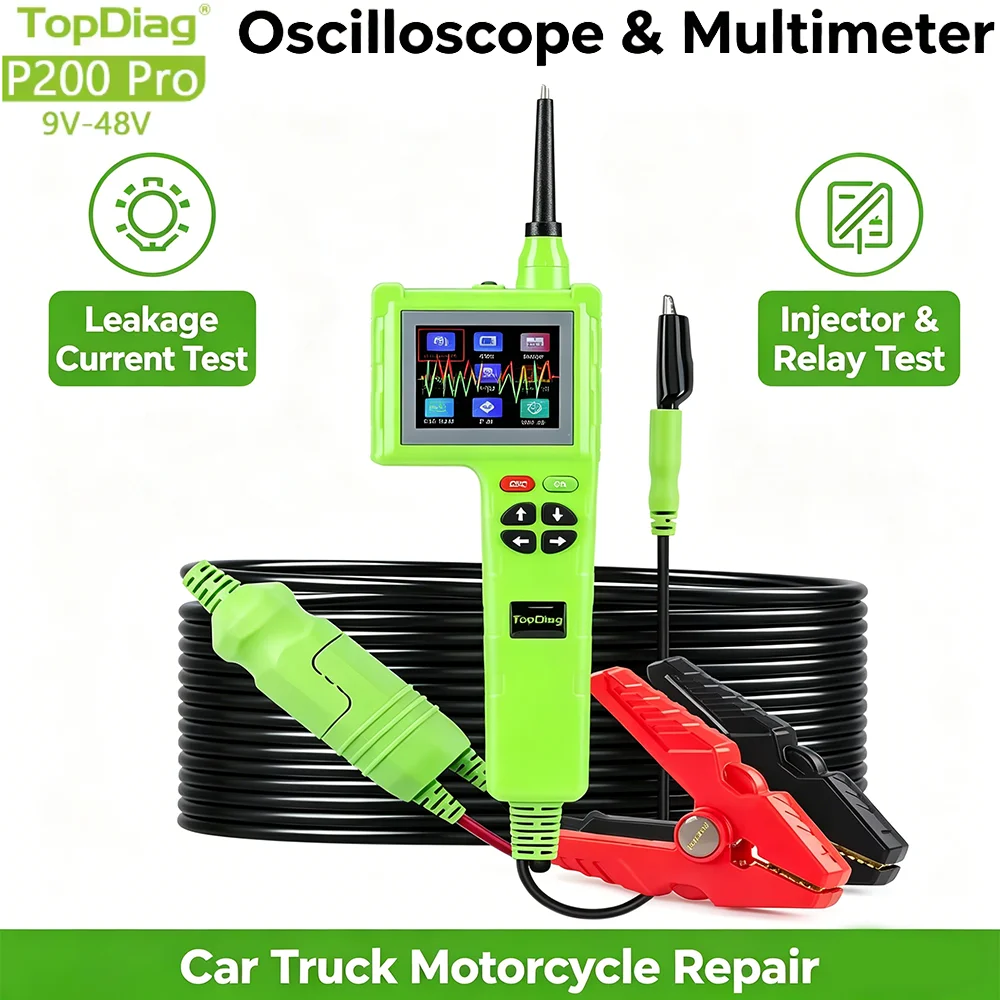 JDIAG TOPDIAG P200 Pro Car Circuit Tester 9V-48V Multimeter Oscilloscope Leakage Current Test Tool for Auto Truck Motorcycle
JDIAG TOPDIAG P200 Pro Car Circuit Tester 9V-48V Multimeter Oscilloscope Leakage Current Test Tool for Auto Truck Motorcycle