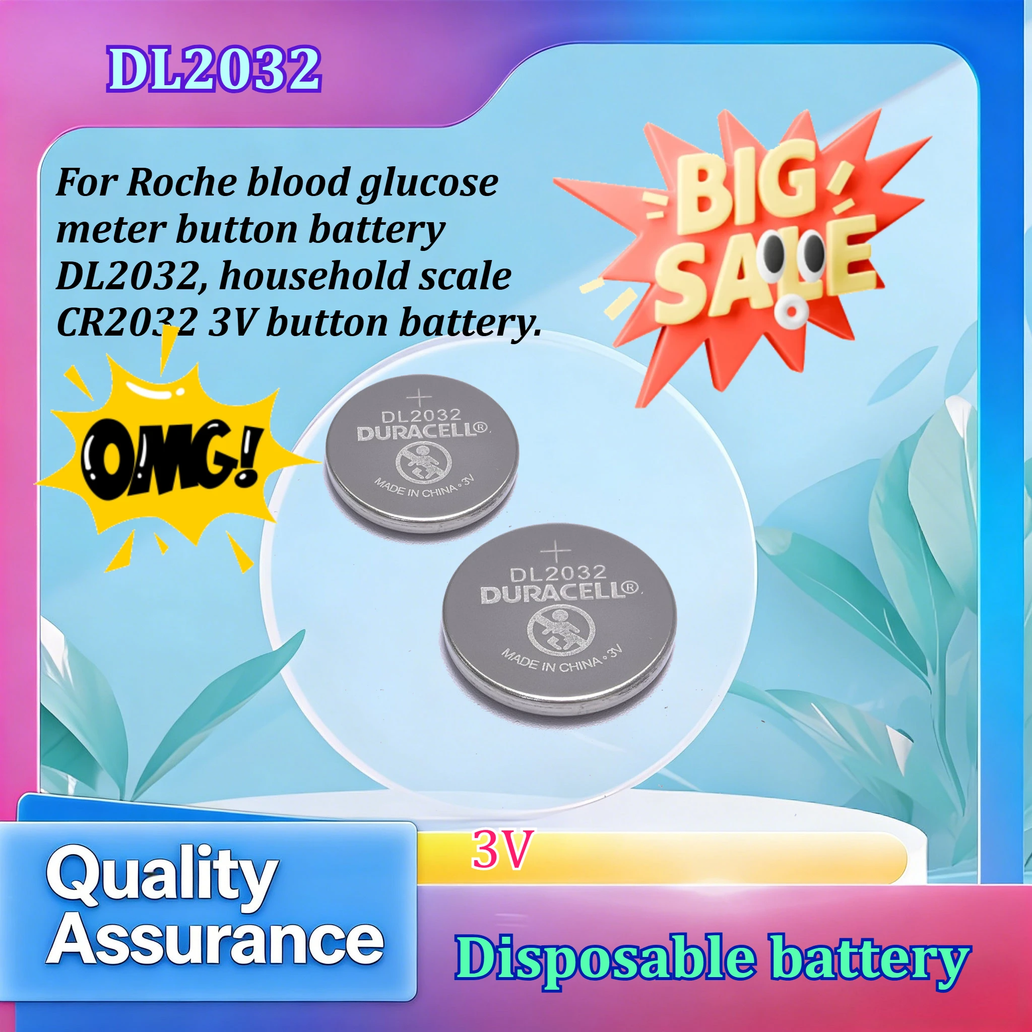 Compatible with Roche blood glucose meter button battery DL2032, household scale CR2032 3V button battery.
Compatible with Roche blood glucose meter button battery DL2032, household scale CR2032 3V button battery.