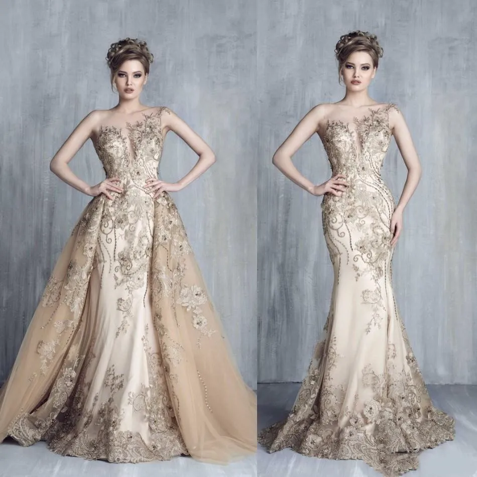 Luxury Lace Applique Prom Evening Dresses Beads Mermaid Party Gowns robe soirée femme vestidos de noche with Detachable Train
Luxury Lace Applique Prom Evening Dresses Beads Mermaid Party Gowns robe soirée femme vestidos de noche with Detachable Train