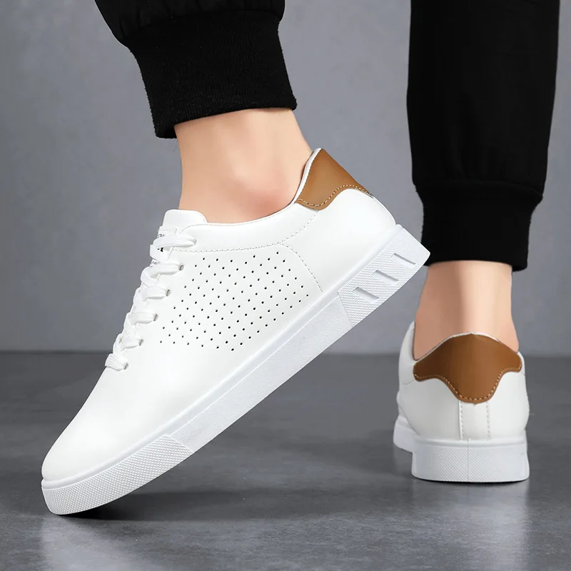 Men's White Casual Sneakers Breathable Leather Walking Shoes Lightweight Non-Slip Fashion Skate Shoes for Men
Men's White Casual Sneakers Breathable Leather Walking Shoes Lightweight Non-Slip Fashion Skate Shoes for Men