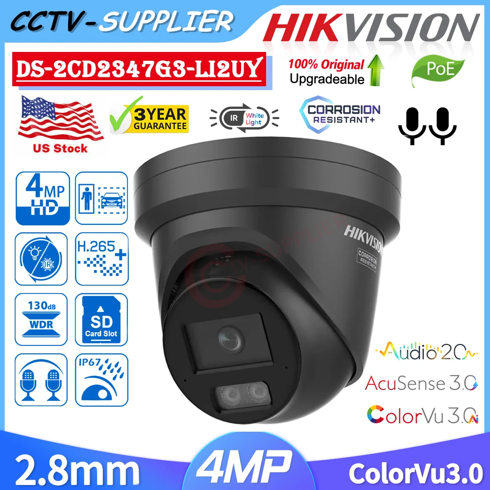 Hikvision HikAI-ISP DS-2CD2347G3-LI2UY 4MP ColorVu3.0 AcuSense3.0 Black Turret IR Smart Hybrid Light IP Camera 2-MIC NEMA4X
Hikvision HikAI-ISP DS-2CD2347G3-LI2UY 4MP ColorVu3.0 AcuSense3.0 Black Turret IR Smart Hybrid Light IP Camera 2-MIC NEMA4X
