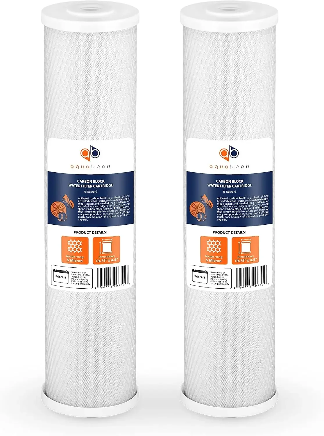 4.5 x 20 inch Carbon Filter Cartridge 5 Micron CTO Big Blue - Whole House Well Water Filtration - Matches DB20P, CTO20BB, Pentek FLOPLUS-20BB (2 Pack)
4.5 x 20 inch Carbon Filter Cartridge 5 Micron CTO Big Blue - Whole House Well Water Filtration - Matches DB20P, CTO20BB, Pentek FLOPLUS-20BB (2 Pack)