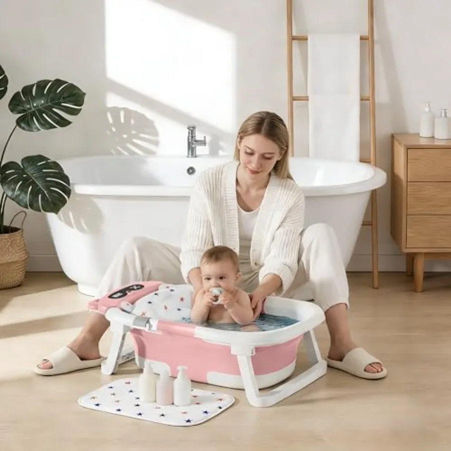 Baby BathtubFoldable Baby Bath Tub for Newborn to Toddler 0-18 Months Collapsible Infant Tub for Travel with Thermometer Soft C
Baby BathtubFoldable Baby Bath Tub for Newborn to Toddler 0-18 Months Collapsible Infant Tub for Travel with Thermometer Soft C