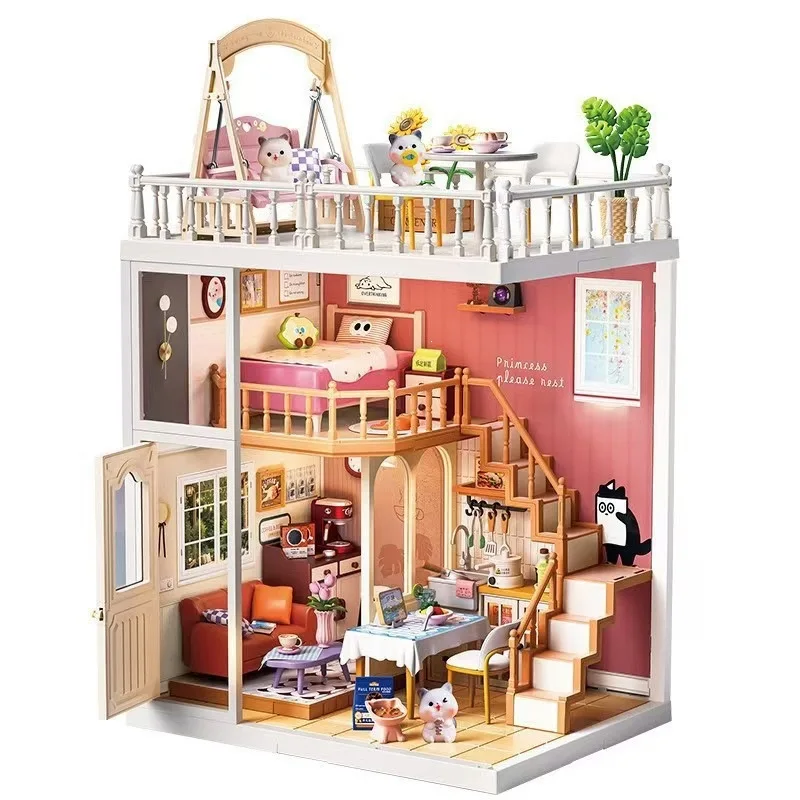 DIY Plastic Miniature House Kit Cat House Living Room Mini House with Accessories Model Kits 3D Puzzle for Girls Birthday Gifts
DIY Plastic Miniature House Kit Cat House Living Room Mini House with Accessories Model Kits 3D Puzzle for Girls Birthday Gifts
