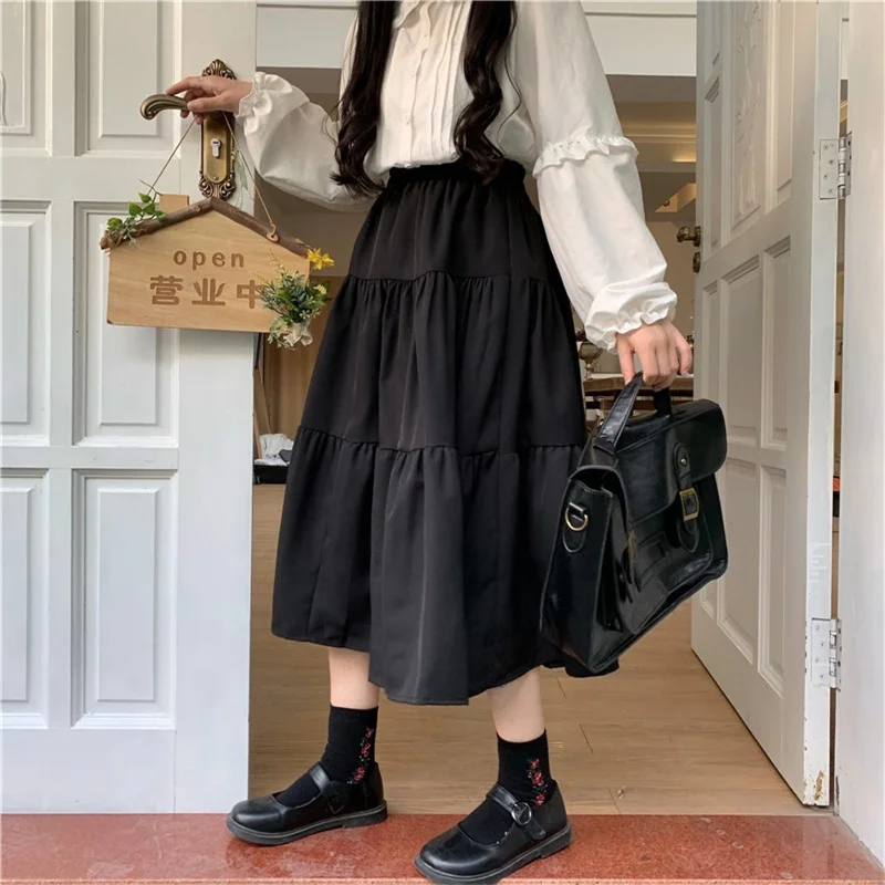 Pleated Cake Skirts For Woman Long Kawaii Lolita Fairy Skirt Fall Autumn Japanese Style High Waist Streetwear White Black Party
Pleated Cake Skirts For Woman Long Kawaii Lolita Fairy Skirt Fall Autumn Japanese Style High Waist Streetwear White Black Party