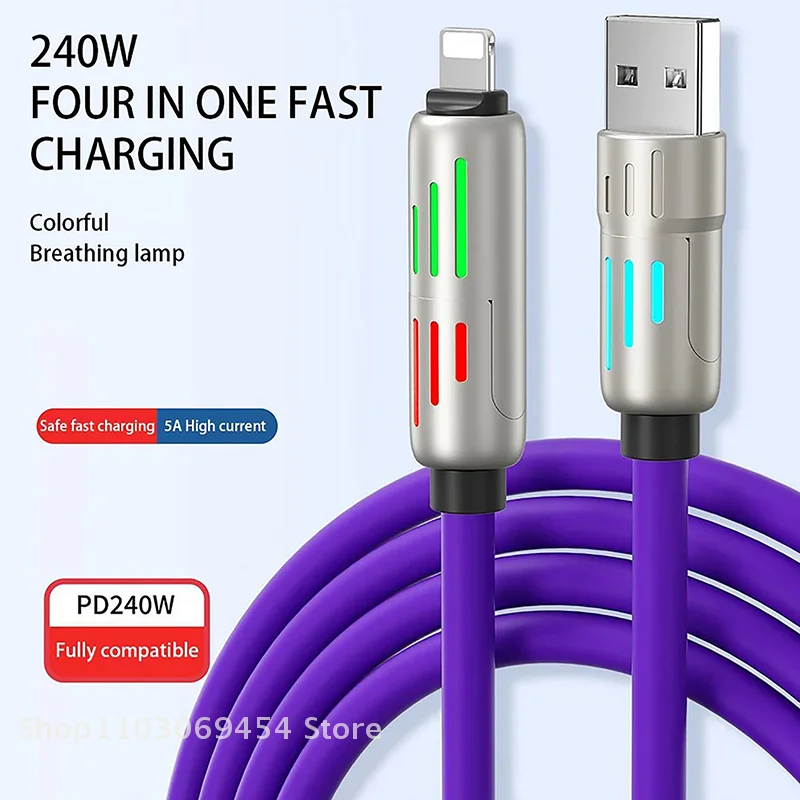 4 In 1 Super Fast 240W Charging CableMulti Connectors Charger Rotating Elbow USB To Type-C 1.2M Mobile Phone Charger Cable
4 In 1 Super Fast 240W Charging CableMulti Connectors Charger Rotating Elbow USB To Type-C 1.2M Mobile Phone Charger Cable