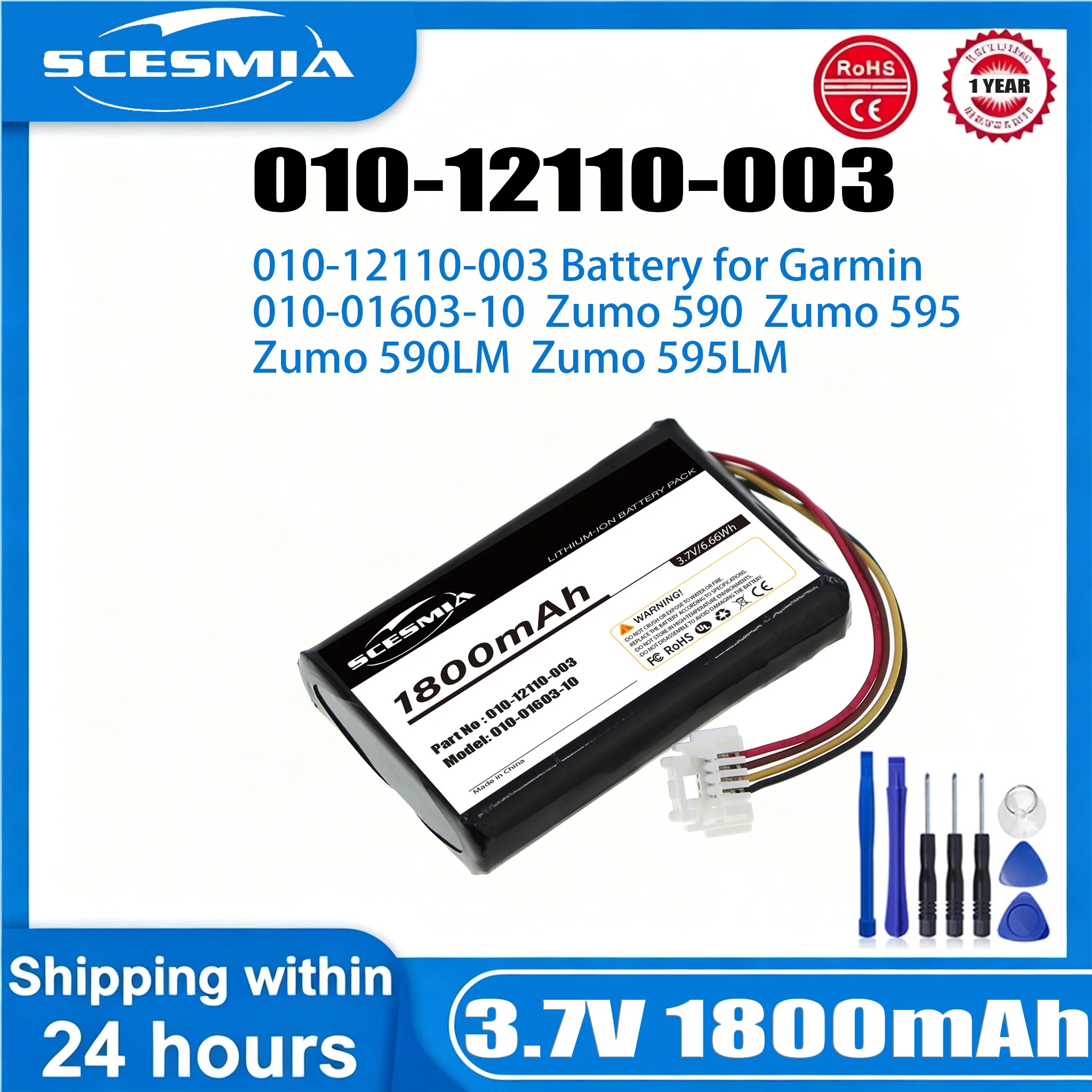 3.7V 1800mAh GPS, Navigator Battery 616-00077-00 for Garmin Zumo 590, 590LM, 595, 595LM, 010-01603-10 +TOOL
3.7V 1800mAh GPS, Navigator Battery 616-00077-00 for Garmin Zumo 590, 590LM, 595, 595LM, 010-01603-10 +TOOL