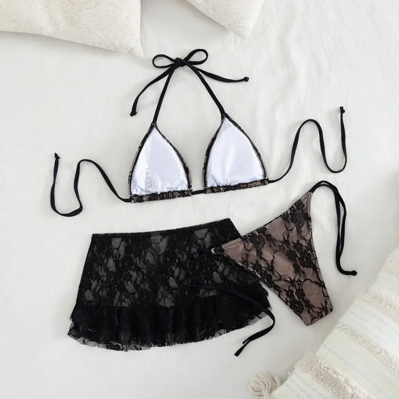 2026New three-piece bikini set, sexy black lace strap tie beach swimwear for women, wholesale
2026New three-piece bikini set, sexy black lace strap tie beach swimwear for women, wholesale