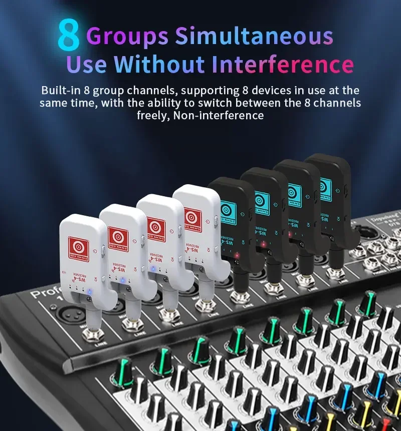 Wireless Guitar System Guitar Transmitter Receiver WS-4 2.4G 48K/16bit Real-time Transmission Electric Guitar Bass Parts
Wireless Guitar System Guitar Transmitter Receiver WS-4 2.4G 48K/16bit Real-time Transmission Electric Guitar Bass Parts