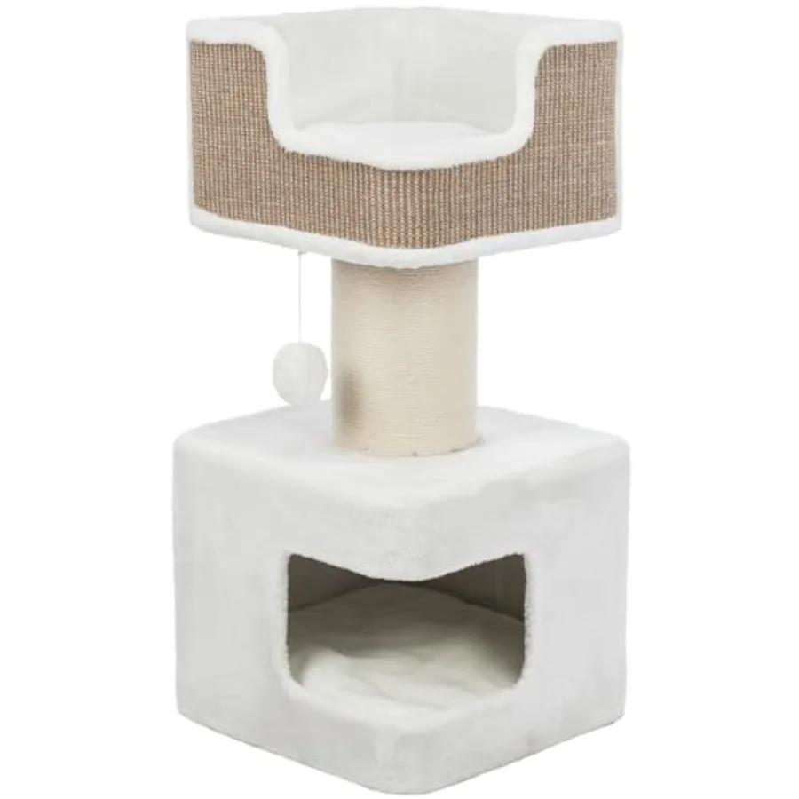 Indoor cat tower for scratching and climbing engineered wood with beige fabric and brown sisal includes removable cushions and
Indoor cat tower for scratching and climbing engineered wood with beige fabric and brown sisal includes removable cushions and