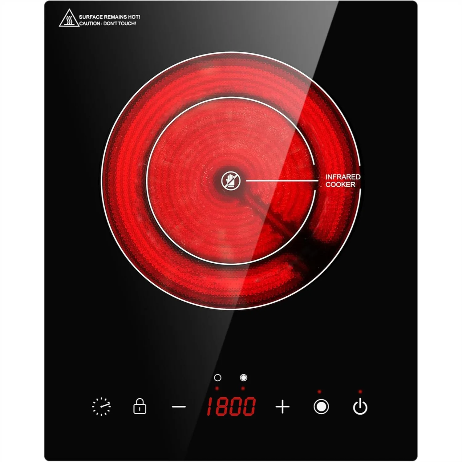 1800W Dual Coils Infrared Single Burner Electric Cooktop, Portable Countertop or Built-in Hot Plate, Compatible with All
1800W Dual Coils Infrared Single Burner Electric Cooktop, Portable Countertop or Built-in Hot Plate, Compatible with All