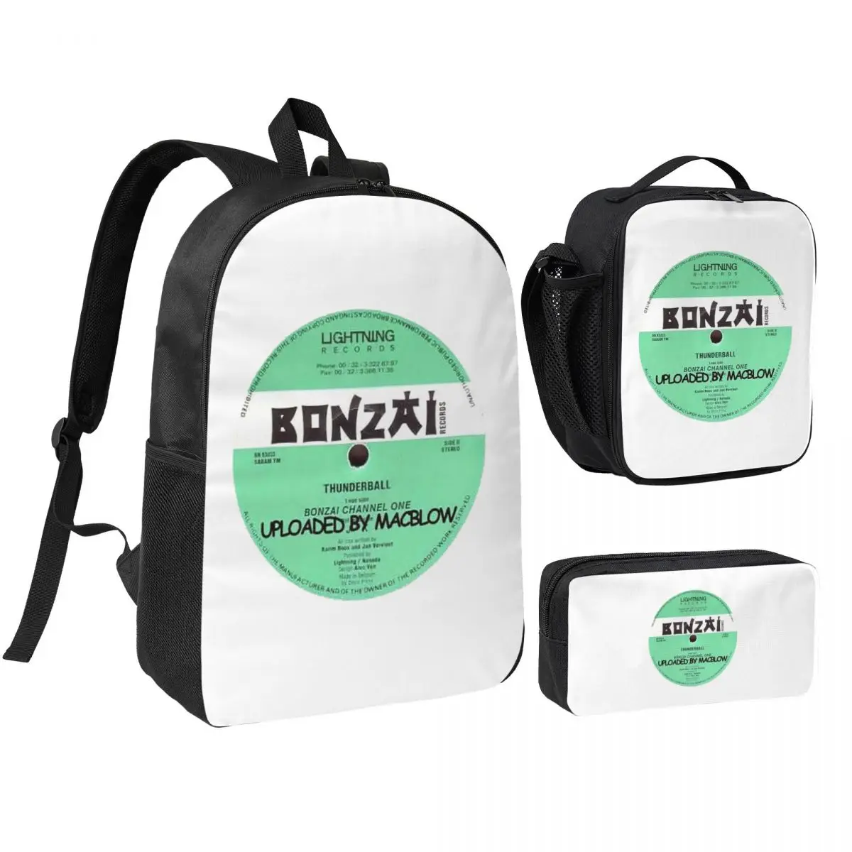 Bonzai Records Backpack Student Boys Girls BookBag School Bag Computer Shoulder Bags 3ps Insulated Lunch Bag Pencil Case
Bonzai Records Backpack Student Boys Girls BookBag School Bag Computer Shoulder Bags 3ps Insulated Lunch Bag Pencil Case