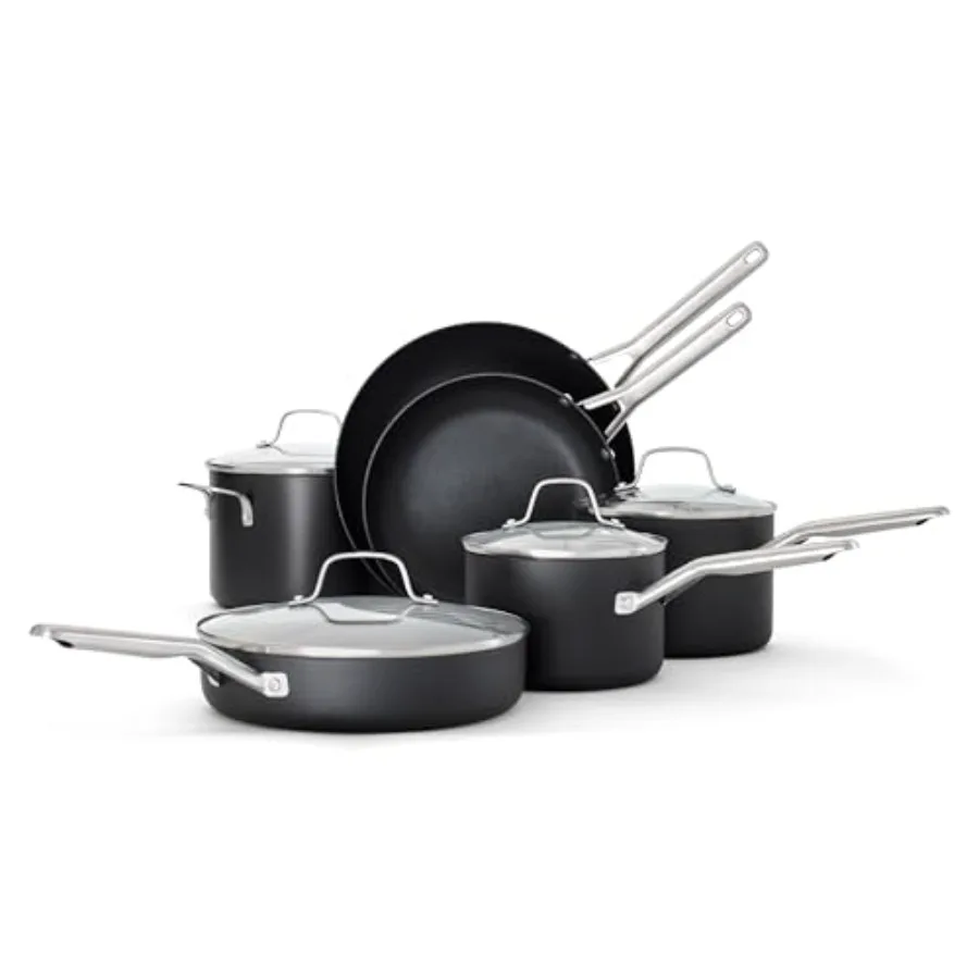 Hard-Anodized Nonstick 10-Piece Cookware Set for Kitchen Cooking Silver Durable Scratch-Resistant Coating Oven Safe Up to 450F
Hard-Anodized Nonstick 10-Piece Cookware Set for Kitchen Cooking Silver Durable Scratch-Resistant Coating Oven Safe Up to 450F