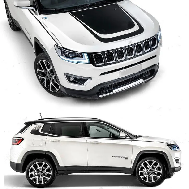 Large Black Front Head Engine Hood Decal with Waist Line Stripe Vinyl Graphic Sticker Decoration for Jeep Compass 2017 2018 2019
Large Black Front Head Engine Hood Decal with Waist Line Stripe Vinyl Graphic Sticker Decoration for Jeep Compass 2017 2018 2019
