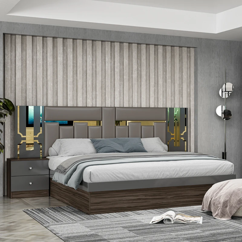 &Foshan Wholesale Price King Size Wooden Leather Bed Room Home Modern Luxury Cheap Full Mdf Bedroom Furniture Set
&Foshan Wholesale Price King Size Wooden Leather Bed Room Home Modern Luxury Cheap Full Mdf Bedroom Furniture Set