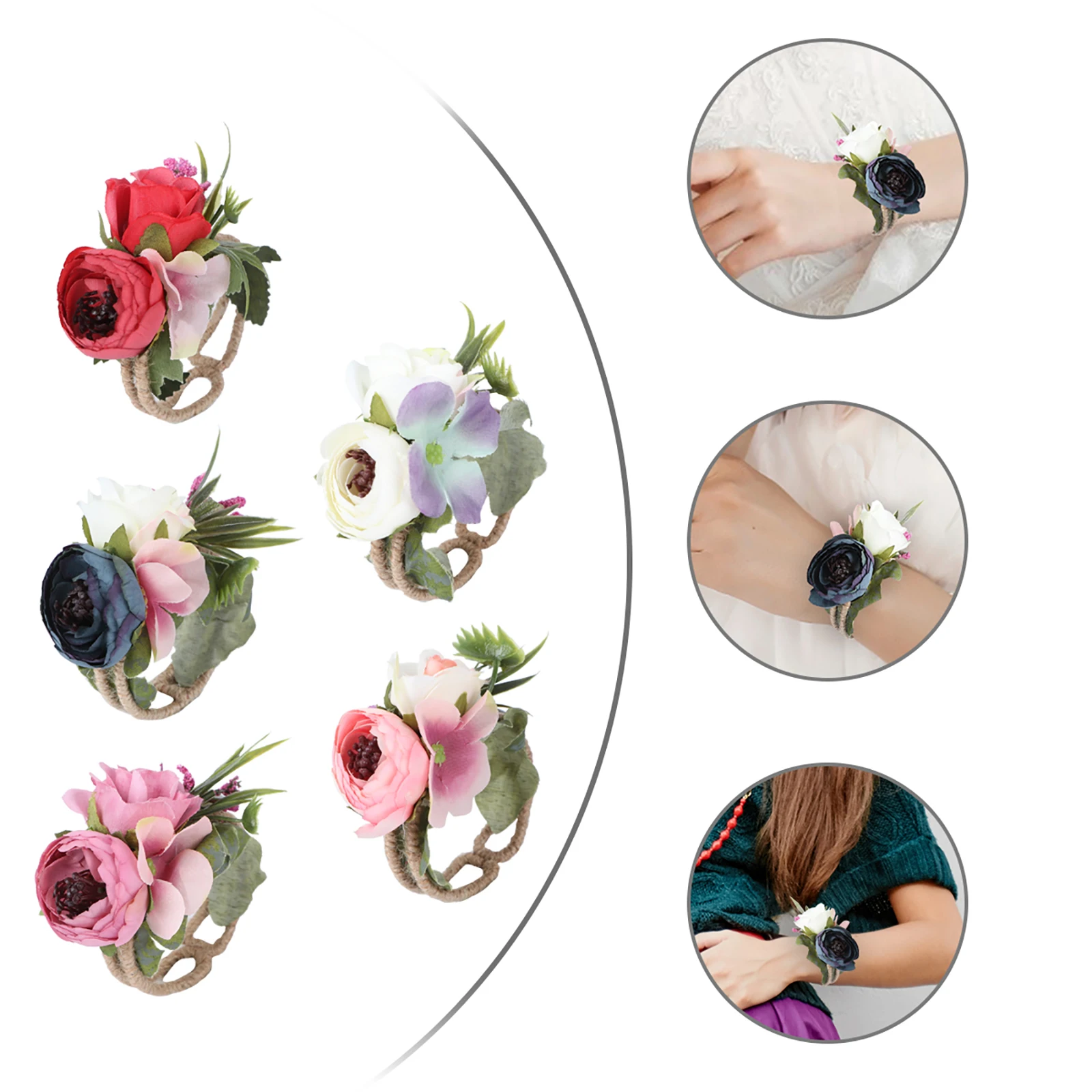 5 Pcs Wreath Hair Accessories Flower Bracelets Girls for Women Wrist Floral Corsage Wristlet Bridal Bridesmaid
5 Pcs Wreath Hair Accessories Flower Bracelets Girls for Women Wrist Floral Corsage Wristlet Bridal Bridesmaid