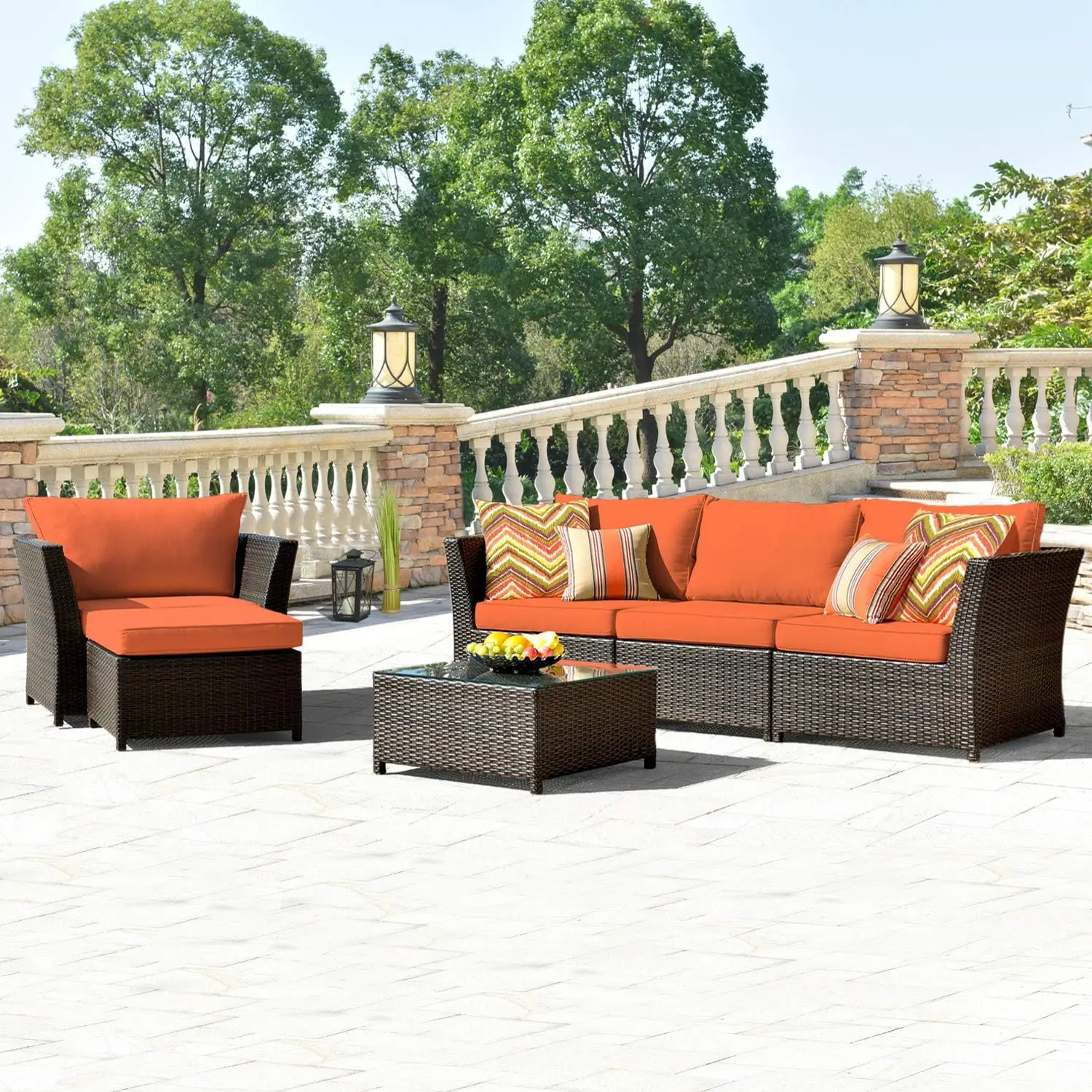 Outdoor Furniture 6 Pcs Sets, PE Rattan Wicker sectional with 2 Pillows and 1 Patio Furniture Covers, No Assembly Required
Outdoor Furniture 6 Pcs Sets, PE Rattan Wicker sectional with 2 Pillows and 1 Patio Furniture Covers, No Assembly Required