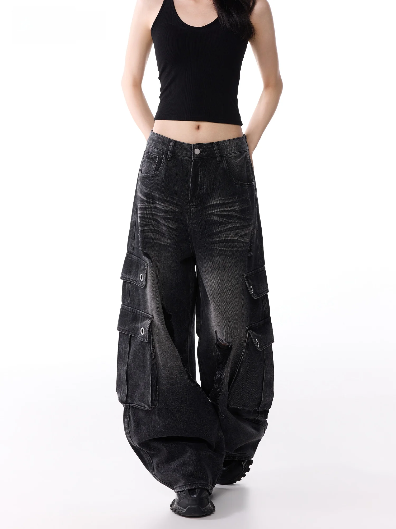 Summer Washed Black Knife Wide Leg Workwear Jeans Women's New Style Faded Cool Knife Pants Casual Loose Fit Jeans
Summer Washed Black Knife Wide Leg Workwear Jeans Women's New Style Faded Cool Knife Pants Casual Loose Fit Jeans
