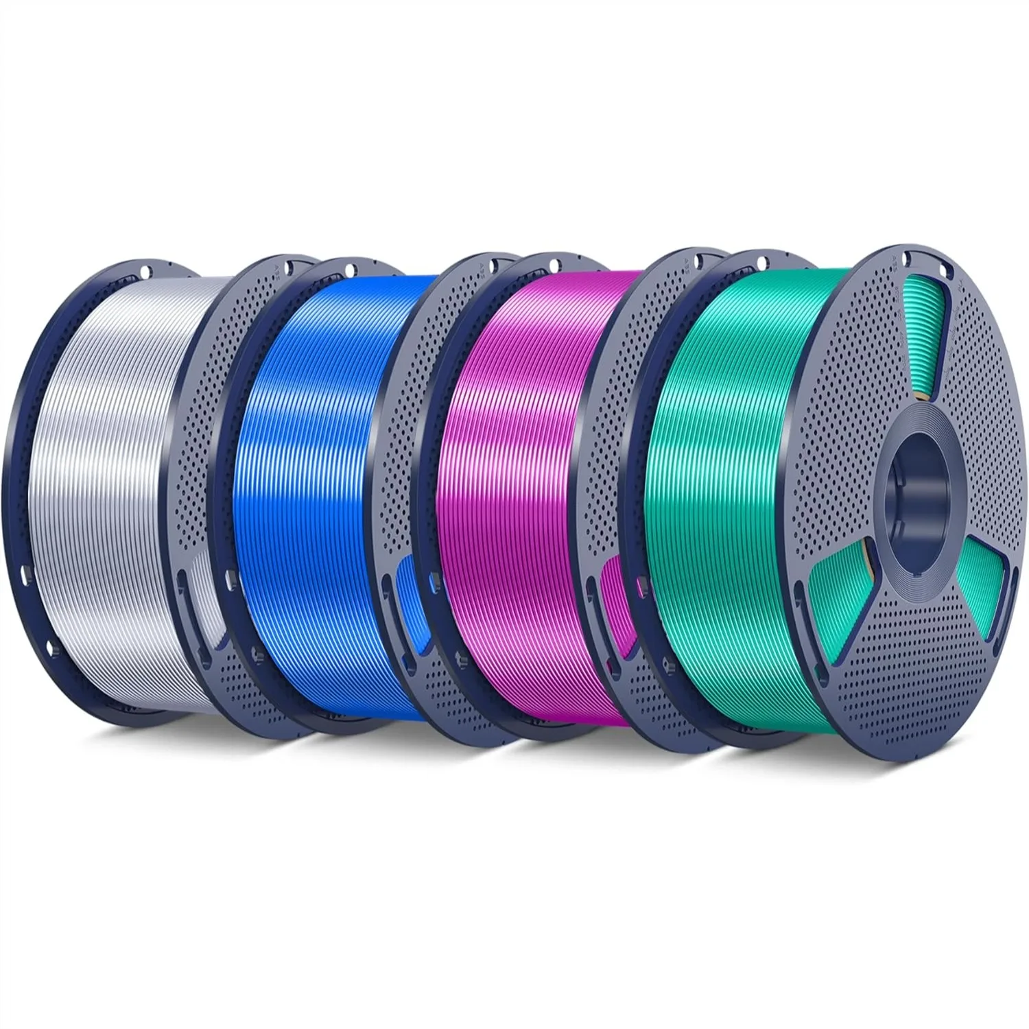 Silk PLA Plus Filament 4kg Bundle, Shiny Surface PLA+ 1.75mm ±0.02mm, 4 Spools Blue+Purple+Green+Silver for 3D Printer
Silk PLA Plus Filament 4kg Bundle, Shiny Surface PLA+ 1.75mm ±0.02mm, 4 Spools Blue+Purple+Green+Silver for 3D Printer