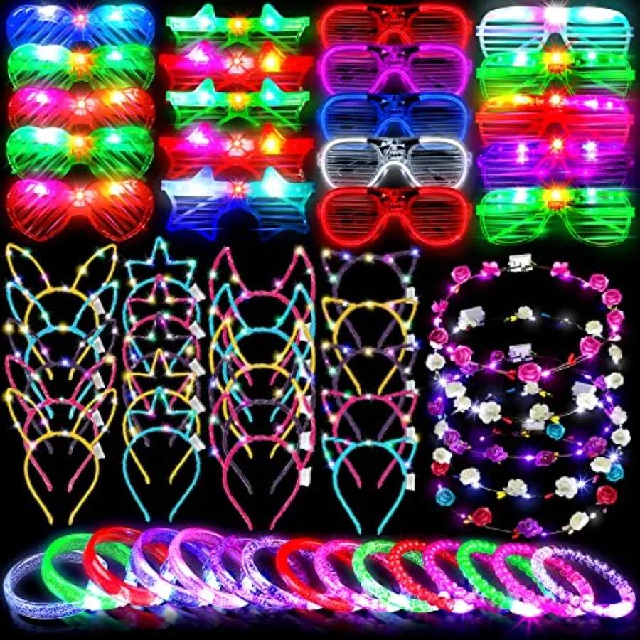 60 Pieces Glow in the Dark Party plies Neon Party Favor LED Light Up Party Favors with Flashing Glasses Flower Headband Crown B
60 Pieces Glow in the Dark Party plies Neon Party Favor LED Light Up Party Favors with Flashing Glasses Flower Headband Crown B