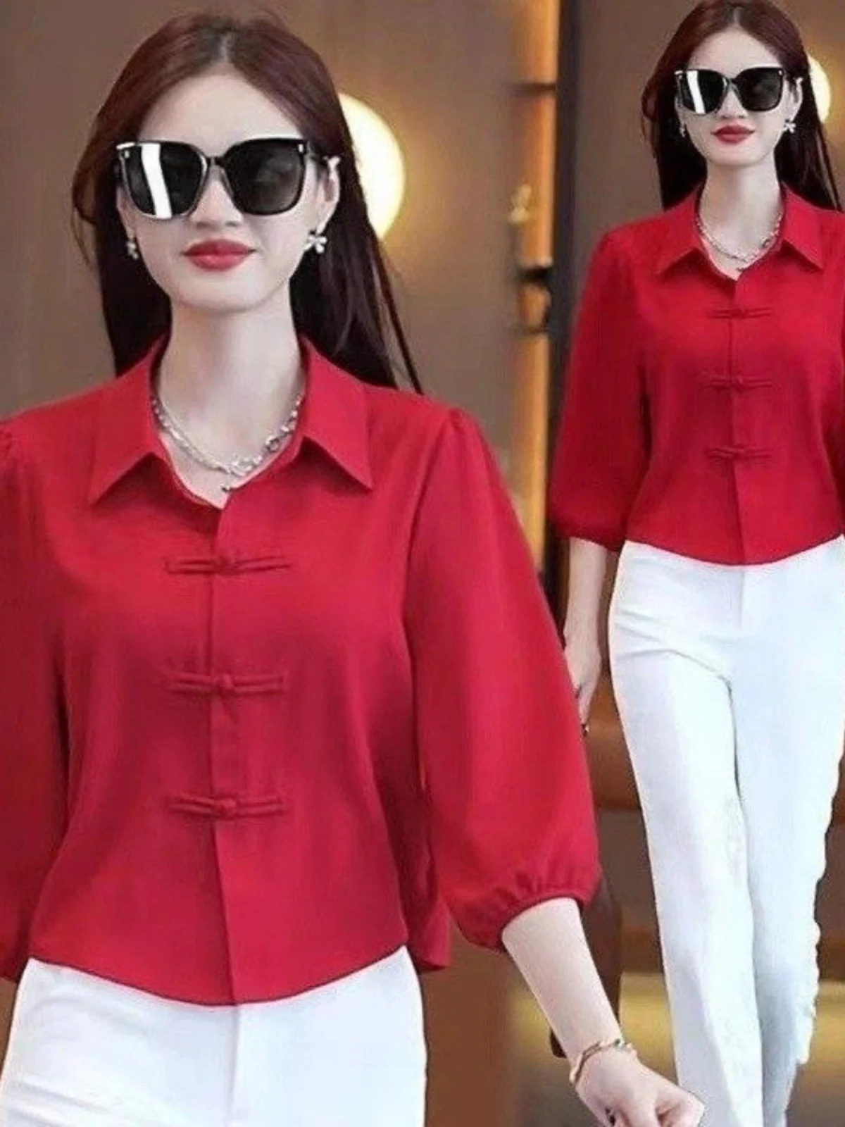 Summer Loose Fit Shirt Women's Collar Short Sleeve Cover Belly Button Button up Top Fashionable Versatile Casual Wear
Summer Loose Fit Shirt Women's Collar Short Sleeve Cover Belly Button Button up Top Fashionable Versatile Casual Wear
