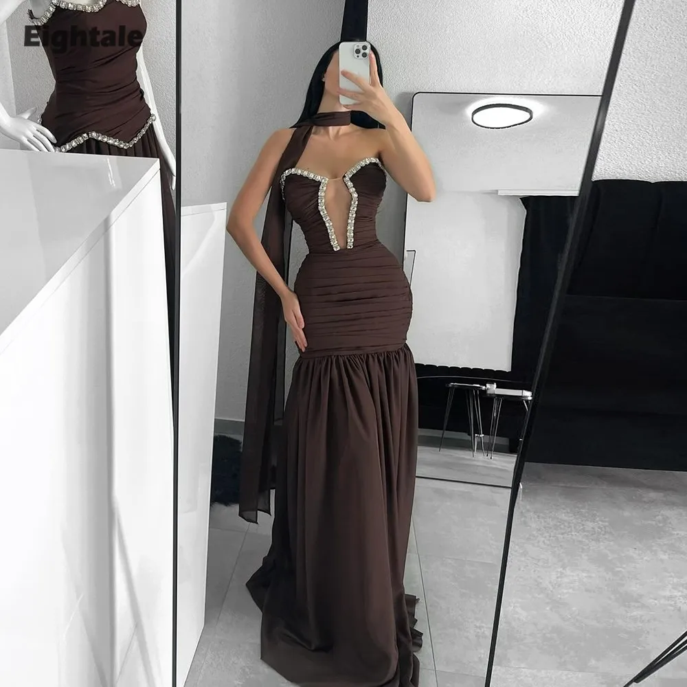 Eightale Arabic Evening Dress Pleats Sweetheart Brown Customized Beaded Crystals Chiffon Celebrity Prom Wedding Party Gown
Eightale Arabic Evening Dress Pleats Sweetheart Brown Customized Beaded Crystals Chiffon Celebrity Prom Wedding Party Gown