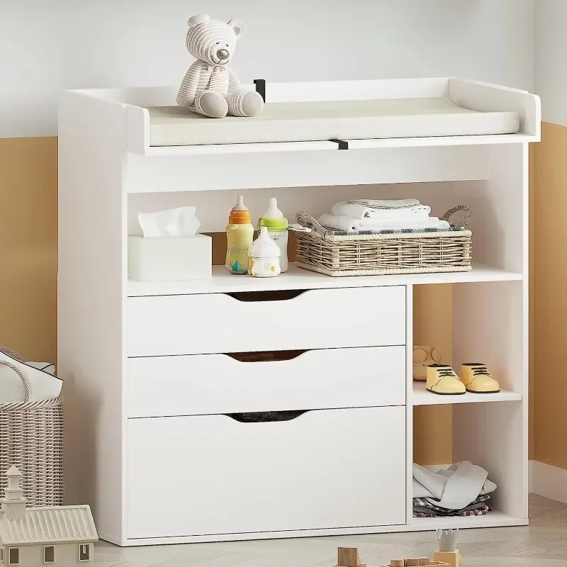 Contemporary minimalist MDF white baby changing table with 3 drawers and storage rack secure nursery vanity cabinet
Contemporary minimalist MDF white baby changing table with 3 drawers and storage rack secure nursery vanity cabinet