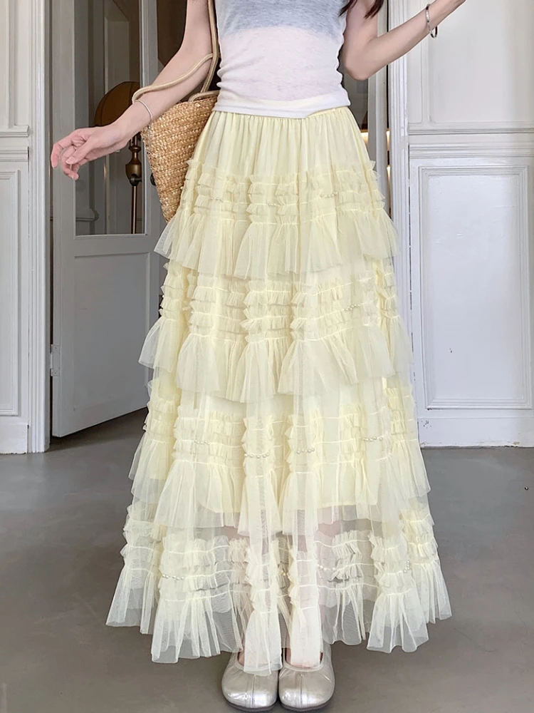 Long Skirt Womens Beading Maxi Skirt 2026 Goth Lolita Spring Summer High Waisted High Low Layer Ruched Mesh Ball Gown Skirts rok
Long Skirt Womens Beading Maxi Skirt 2026 Goth Lolita Spring Summer High Waisted High Low Layer Ruched Mesh Ball Gown Skirts rok