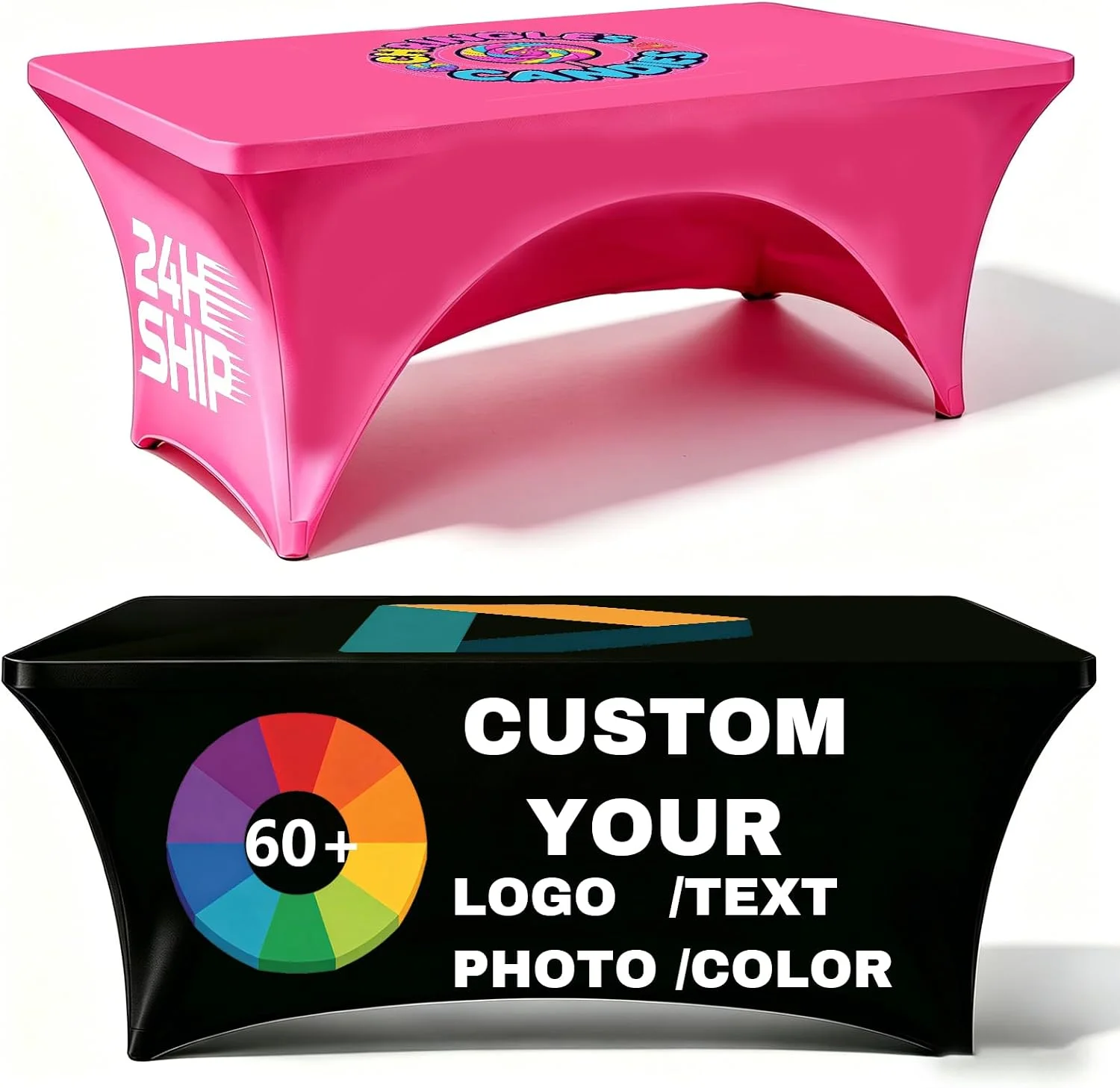 Custom Stretch Tablecloth with Logo Business Color 4/5/6/8/10FTText Photo Fitted Spandex Table Cover Wrinkle Resistant Washable
Custom Stretch Tablecloth with Logo Business Color 4/5/6/8/10FTText Photo Fitted Spandex Table Cover Wrinkle Resistant Washable