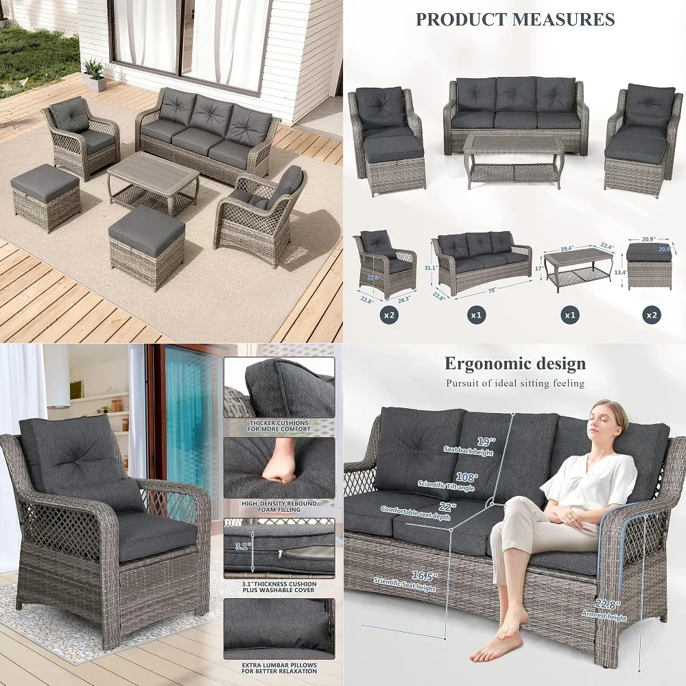6 Piece Patio Furniture Set, Wicker Outdoor Conversation Sofa Set w 2 Ottomans, Storage Coffee Table, Rattan Outdoor Sectional
6 Piece Patio Furniture Set, Wicker Outdoor Conversation Sofa Set w 2 Ottomans, Storage Coffee Table, Rattan Outdoor Sectional