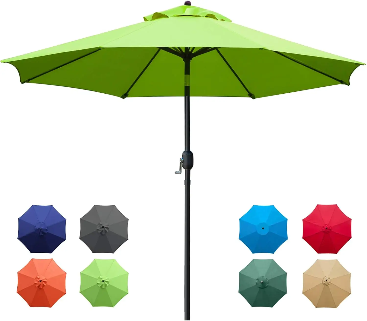 9FT Patio Umbrella with 8 Sturdy Ribs, Waterproof & Fade Resistant, Easy Crank & Tilt, Grass Green
9FT Patio Umbrella with 8 Sturdy Ribs, Waterproof & Fade Resistant, Easy Crank & Tilt, Grass Green