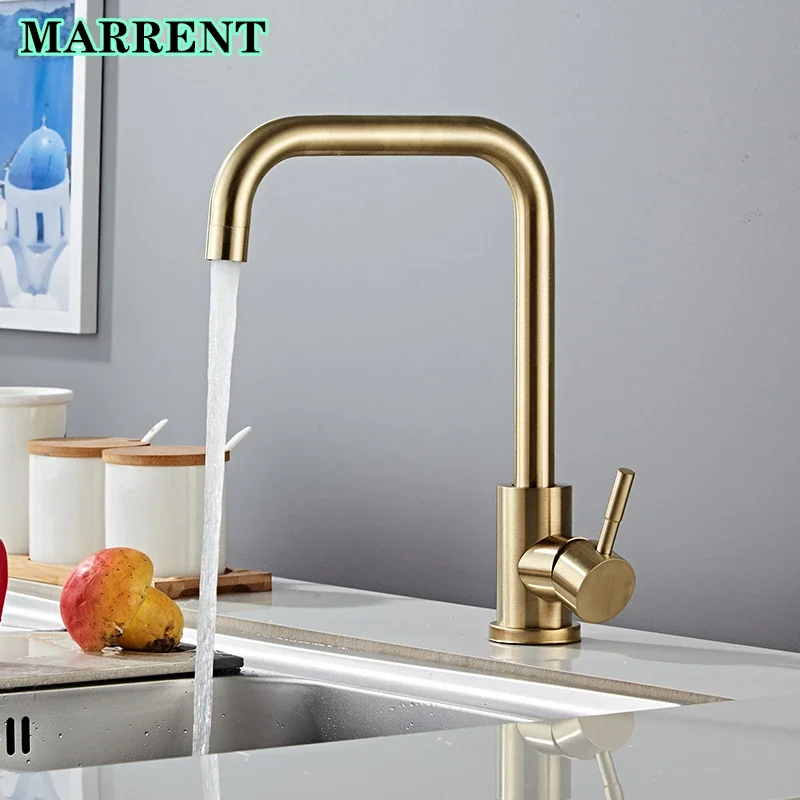 Brushed Gold Kitchen Faucets Quality 304 Stainless Steel Hot Cold Kitchen Sink Mixer Tap Deck Mounted Gold Kitchen Faucets
Brushed Gold Kitchen Faucets Quality 304 Stainless Steel Hot Cold Kitchen Sink Mixer Tap Deck Mounted Gold Kitchen Faucets