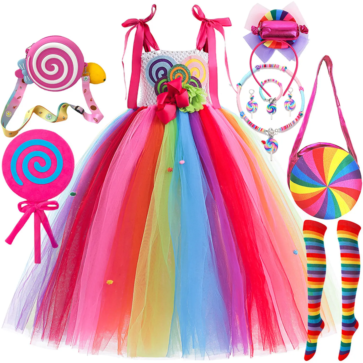 2026 Purim Festival Celebration Rainbow Tutu Cute Dress Girls Sweet Lollipop Cosplay Candy Costume Design Girls Tutu Dress Set
2026 Purim Festival Celebration Rainbow Tutu Cute Dress Girls Sweet Lollipop Cosplay Candy Costume Design Girls Tutu Dress Set