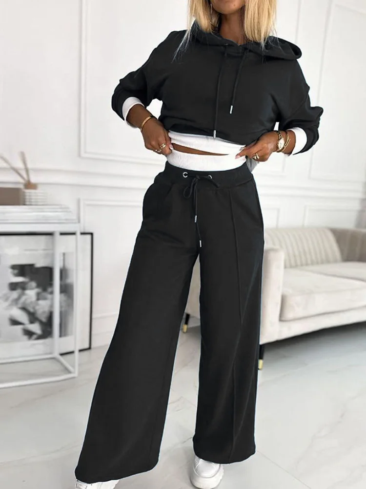2023 Autumn Winter Matching Sets, Women Loungewear Patchwork Outfit, Hooded Pullover Top Wide Leg Pants Ladies Suits Streetwear
2023 Autumn Winter Matching Sets, Women Loungewear Patchwork Outfit, Hooded Pullover Top Wide Leg Pants Ladies Suits Streetwear