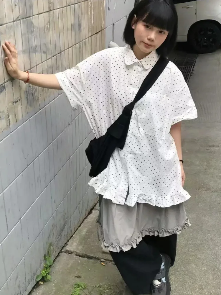 2025 New Polka Dot Short Sleeve Shirts Women Korean Preppy Style Loose Pocket Ruffles Blouse Casual Fashion Y2k Tops
2025 New Polka Dot Short Sleeve Shirts Women Korean Preppy Style Loose Pocket Ruffles Blouse Casual Fashion Y2k Tops