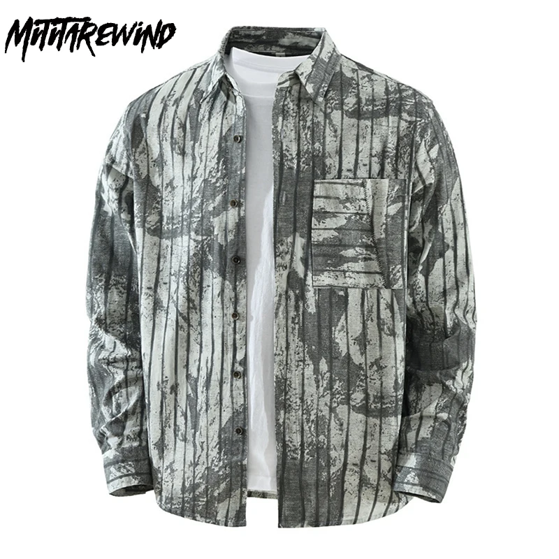 New Stripes Printed Long Sleeve Shirts Men Korean Fashion Mens Clothing Literary Lapel Pocket Casual Top Pure Cotton Shirts Male
New Stripes Printed Long Sleeve Shirts Men Korean Fashion Mens Clothing Literary Lapel Pocket Casual Top Pure Cotton Shirts Male