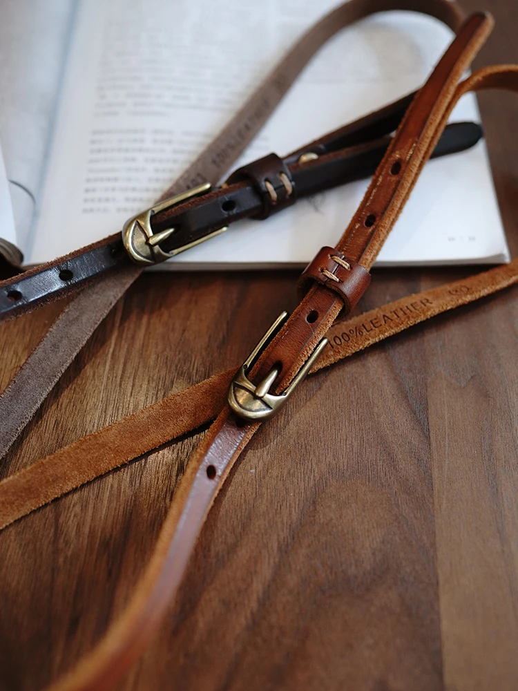 Vegetable Tanned Leather Vintage Dress Thin Belt Genuine Leather Copper Buckle Women's Decorative Simple Versatile Fashion Belt
Vegetable Tanned Leather Vintage Dress Thin Belt Genuine Leather Copper Buckle Women's Decorative Simple Versatile Fashion Belt