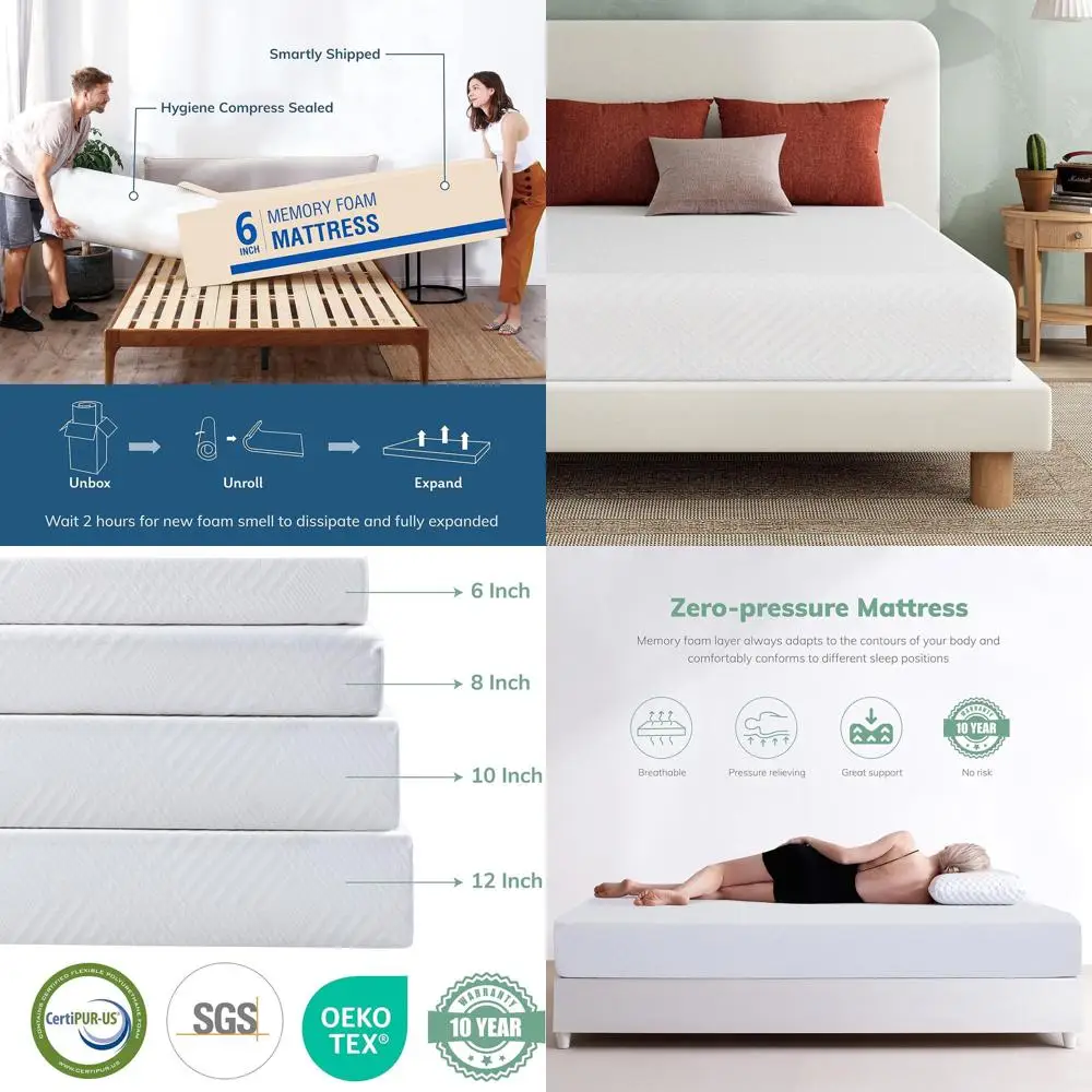 6 Dual Layer Mattress - Green Tea Memory Foam, Cooling Gel, Hypoallergenic, Certi-Pur US Certified, Suitable for Kids, Bunk Beds
6 Dual Layer Mattress - Green Tea Memory Foam, Cooling Gel, Hypoallergenic, Certi-Pur US Certified, Suitable for Kids, Bunk Beds