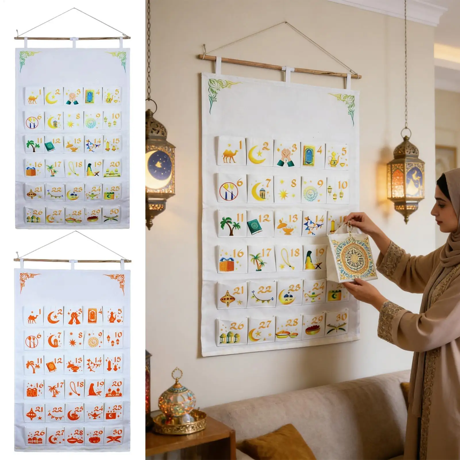 Календарь обратного отсчета до Рамадана: 30-дневный исламский настенный декор с деревянной палкой, хлопково-льняной тканью, молитвенными мотивами, мусульманский подарок на Ид
Календарь обратного отсчета до Рамадана: 30-дневный исламский настенный декор с деревянной палкой, хлопково-льняной тканью, молитвенными мотивами, мусульманский подарок на Ид