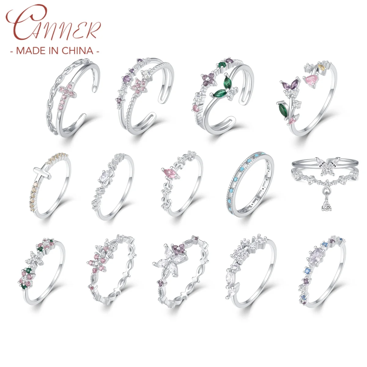 CANNER 925 Sterling Silver Sweet Cross Heart Shape Butterfly Flower Ring For Women 18K Gold Plated Adjustable Ins Fine Jewelry
CANNER 925 Sterling Silver Sweet Cross Heart Shape Butterfly Flower Ring For Women 18K Gold Plated Adjustable Ins Fine Jewelry