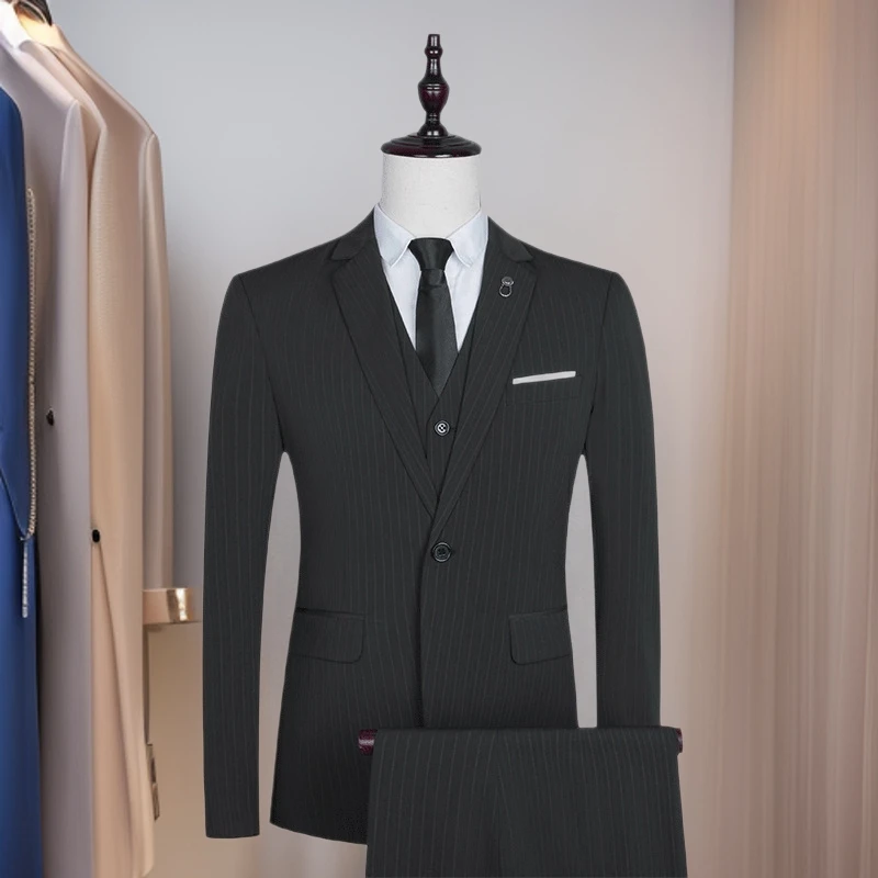 KIDWHXR Man Suit Outfit Striped Turn Down Collar Blazer Men Single-breasted Vest Straight-leg Pant Male Busineses 3-piece Set
KIDWHXR Man Suit Outfit Striped Turn Down Collar Blazer Men Single-breasted Vest Straight-leg Pant Male Busineses 3-piece Set