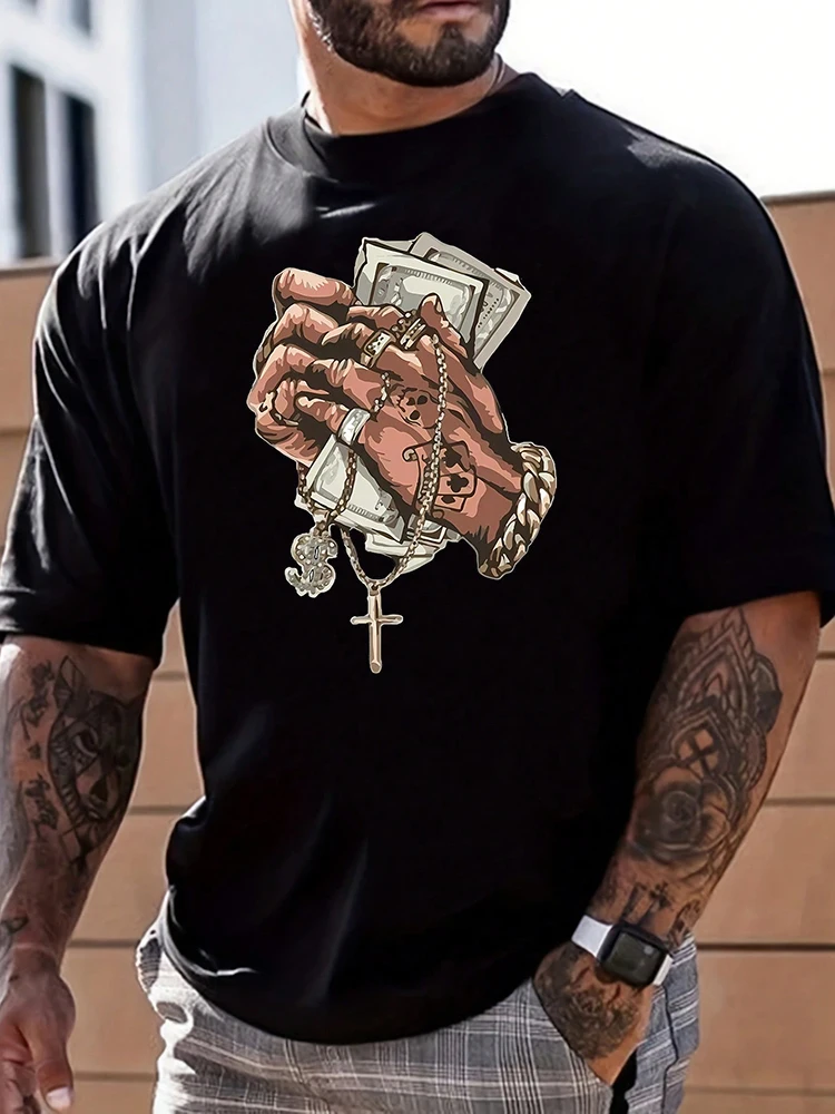 Summer Rap Hip-hop T Men's T-shirt Urban Street Fashion Short-sleeved Top Everyday Casual T-shirt Banknote Printed Men's T-shirt
Summer Rap Hip-hop T Men's T-shirt Urban Street Fashion Short-sleeved Top Everyday Casual T-shirt Banknote Printed Men's T-shirt