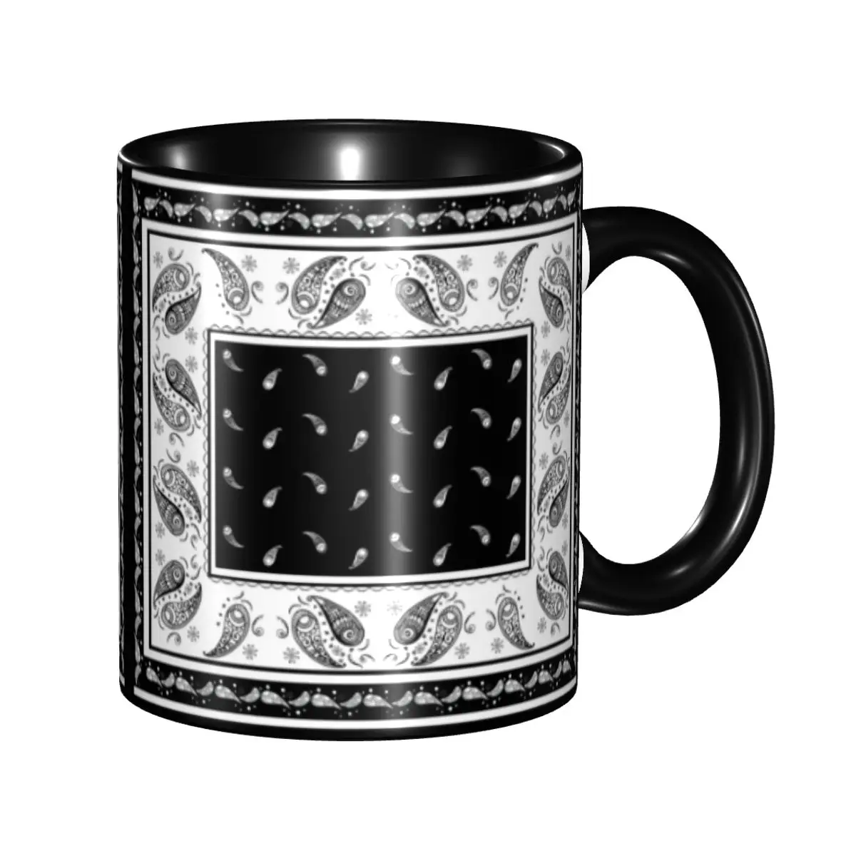Black And White Paisley Bandana Pattern Mugs Custom Bohemian Floral Style Ceramic Coffee Mug Creative Gift
Black And White Paisley Bandana Pattern Mugs Custom Bohemian Floral Style Ceramic Coffee Mug Creative Gift