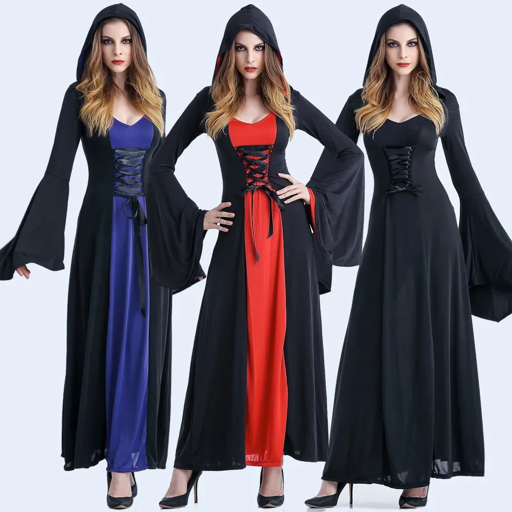 Purim Party Halloween Costumes for Women Adult Gothic Witch Costume Long Hoodie Fancy Fantasia Cosplay Dress
Purim Party Halloween Costumes for Women Adult Gothic Witch Costume Long Hoodie Fancy Fantasia Cosplay Dress