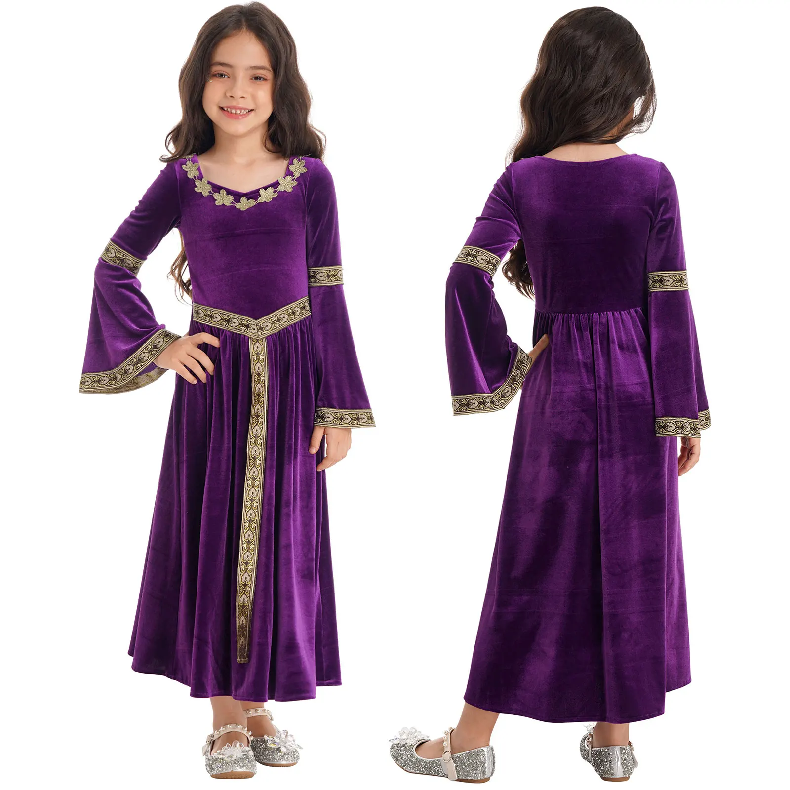 Kids Girls Medieval Princess Velvet Dress Halloween Party Renaissance Cosplay Costume Flare Sleeve Vintage Palace Queen Dresses
Kids Girls Medieval Princess Velvet Dress Halloween Party Renaissance Cosplay Costume Flare Sleeve Vintage Palace Queen Dresses
