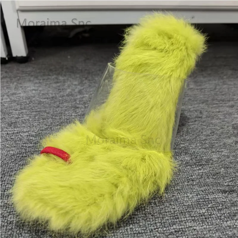 Green Fur Furry Women's Slippers Flip Flops Transparent Pvc Strap Sandals Woman Red Stiletto High Heels Summer Shoes Sexy
Green Fur Furry Women's Slippers Flip Flops Transparent Pvc Strap Sandals Woman Red Stiletto High Heels Summer Shoes Sexy