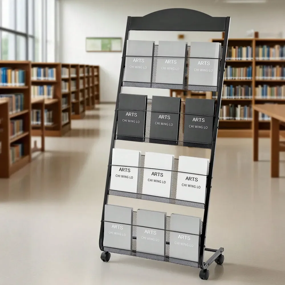 Office StorageDisplay Rack, 4Tier Magazine Literature Display Stand With Wheels, Movable Floor Standing Magazine Rack, Heavy Dut
Office StorageDisplay Rack, 4Tier Magazine Literature Display Stand With Wheels, Movable Floor Standing Magazine Rack, Heavy Dut