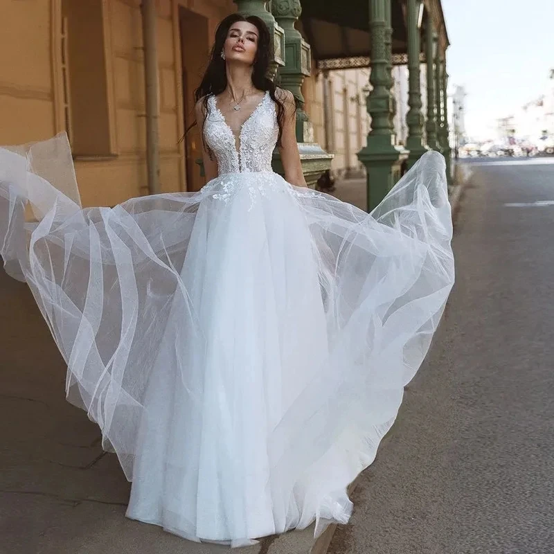 Classic Wedding Dresses A-Line Backless Bridal Gowns Sweetheart Sleeveless Sexy Tulle Robes For Women Vestidos De Novia 2024
Classic Wedding Dresses A-Line Backless Bridal Gowns Sweetheart Sleeveless Sexy Tulle Robes For Women Vestidos De Novia 2024