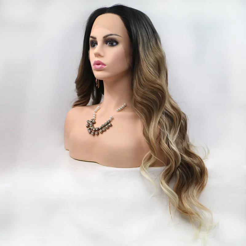 Gradient front lace synthetic fiber wig, women's free-parting long wavy hair
Gradient front lace synthetic fiber wig, women's free-parting long wavy hair