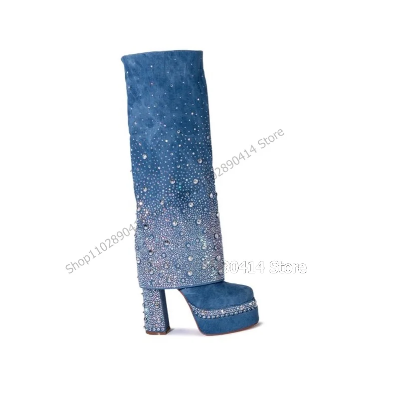 Blue Denim Crystal Decor Square Toe Platform Boots Knee High Women Shoes Chunky High Heels New Fashion 2023 Zapatos Para Mujere
Blue Denim Crystal Decor Square Toe Platform Boots Knee High Women Shoes Chunky High Heels New Fashion 2023 Zapatos Para Mujere